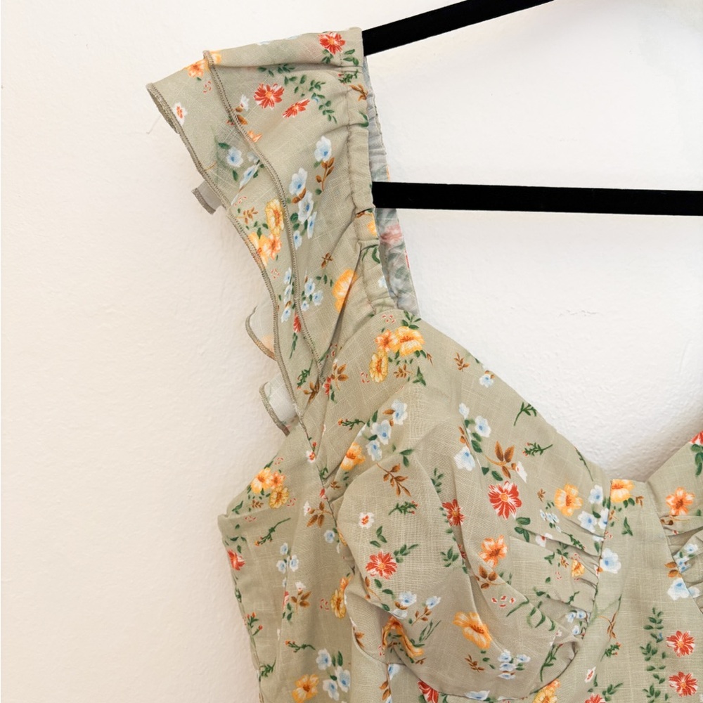 Floral Mini Dress in Matcha Green Size 1XL - Picture 4 of 11